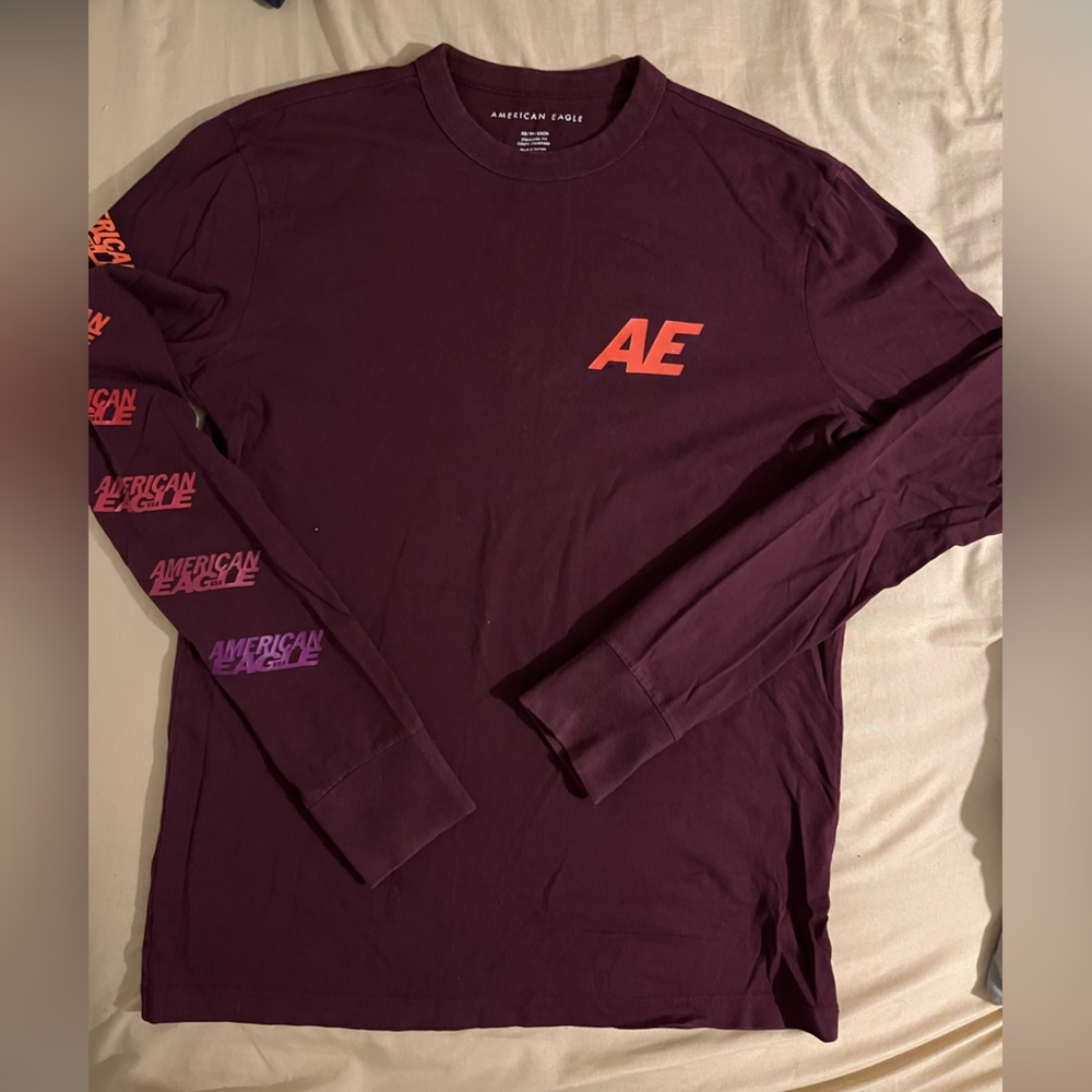 Mens American Eagle Outfitters Burgundy Long Sleeve